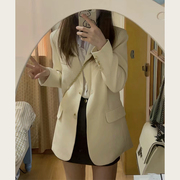 米白色西装外套女2024春季韩版设计感小众时尚气质通勤小西服