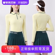 春秋季高尔夫女装女士，长袖裙子套装户外运动网球，修身上衣t恤半裙