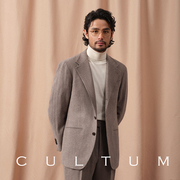 cultum100%羊毛意式那不勒斯橡木人字纹，西服套装男士商务休闲西装
