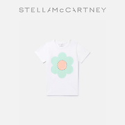 儿童stellamccartney2024春季圆领，图案花朵印花女童短袖t恤