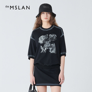 MSLAN outlet秋季短袖卫衣短裙两件套套装设计师款MEBVG101