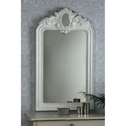 欧式梳妆台复古化妆镜美式白色雕花壁炉背景墙装饰镜卫生间浴室镜
