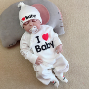 0-3个月新生儿绑带连体衣初生婴幼儿纯棉衣服宝宝春秋哈衣和尚服6