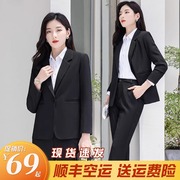 慵懒风韩版宽松时尚小西装外套，女正装休闲西服小个子黑色职业面试