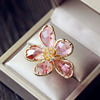韩国仿水晶透明粉色大花朵戒指，女中食指指环，夸张装饰夜店礼服配饰