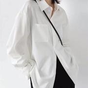 白色衬衫女休闲宽松慵懒风，设计感小众，叠穿衬衫外搭中长版长袖上衣