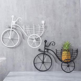 创意自行车欧式铁艺壁饰壁挂花架 客厅阳台墙上悬挂花篮装饰品