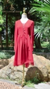 L&S秋季小众设计师款超重工大红色礼服连衣裙新中式显白新娘回门