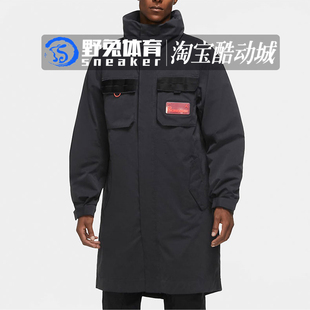 AIR JORDAN黑色男子保暖工装长款运动休闲棉服衣外套CK8909-045