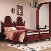 复古法式床黑色巴黎床1.5M1.8M双人床现代简约轻奢美式实木床软包