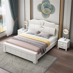 高档实木床双人床，高箱储物床简约现代中式床1.8米1.5m经济型床主