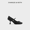 CHARLES&KEITH春女鞋CK1-60920350蝴蝶结高跟芭蕾舞鞋新中式单鞋