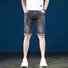 牛仔短裤男士夏季潮牌弹力修身小直筒裤夏季灰色，凉感五分中裤