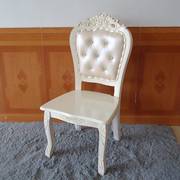 现代简约欧式实木餐椅象牙白色，布艺酒店餐厅椅子美甲化妆靠背凳子