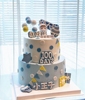 蓝色系小兔子甜品台100 周岁蛋糕装饰品男孩宝宝生日布置纸杯插件