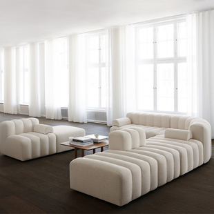 北欧现代模块沙发，意式简约网红钢琴键沙发创意，设计师弧形沙发组合