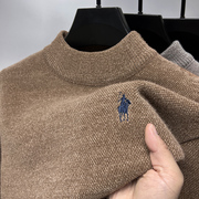 《一体绒》高端品牌加绒加厚半高领毛衣男冬季保暖针织潮男打底衫