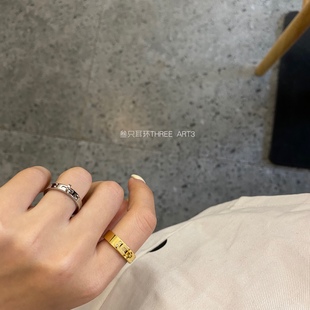 3ART 质感高级的时髦简约双色皮带扣钛钢情侣戒指