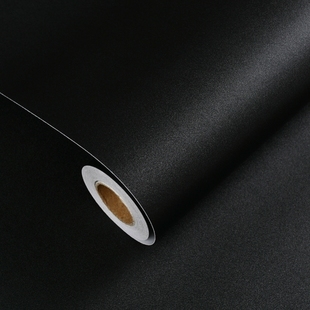 纯黑色贴纸自粘墙纸磨砂，膜木纹桌面家具翻新背景，装饰防水壁纸哑光