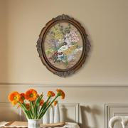 美式客厅复古油画法式轻奢装饰画南洋椭圆挂画卧室背景墙中古壁画