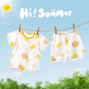 婴儿夏季套装短袖宝宝，薄款女童夏装男童纯棉，衣服幼儿洋气短裤童装