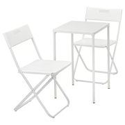 宜家ikea菲阳桌子+两折叠椅，户外白色白色简约结实耐用欧式