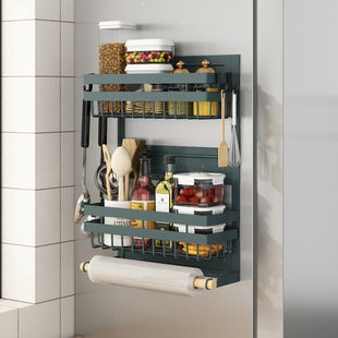 冰箱挂架置物架厨房免打孔磁吸多功能家用侧面壁挂篮保鲜膜收纳架