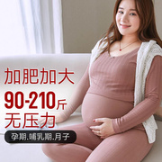 孕妇秋衣秋裤加肥加大200斤产后哺乳月子服，棉毛衫打底加厚超大码