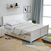 定制全实木定制北欧双人床简约现代储物高箱床带抽屉白色美式婚床