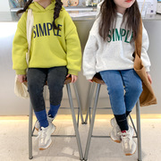 2023冬季儿童弹力修身牛仔裤韩版女童，复古潮加绒，小脚裤子潮