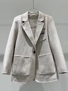 双面呢大衣高端字母，刺绣印花口袋装饰韩版通勤西装外套0.98