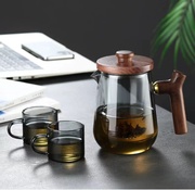 高硼硅玻璃茶壶家用木柄茶水分离玻璃内胆花草茶壶功夫茶具小茶壶