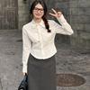 学院风jk制服白衬衫女长袖衬衣春秋装设计感小众收腰显瘦内搭上衣