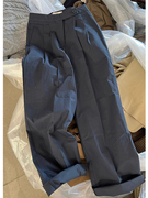 品牌折扣外贸女装黑色西装裤子2023春秋季直筒高腰垂感休闲裤
