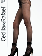 停产西班牙CdR VENUS 20D 薄款超细网眼仿蕾丝短袜腹臀提花连裤袜