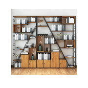 铁艺书架置物架落地复古创意，现代简约客厅，北欧书房实木办公室隔断