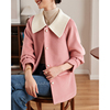 粉色毛呢外套大衣女针织毛领秋冬季韩版休闲高级感超好看短款外套