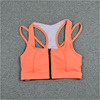 女子瑜伽套装 速干小码紧身七分裤 跑步运动文胸带垫拼纱透气桔色