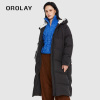 orolay欧绒莱23年冬季外套常规，宽松过膝加厚连帽加绒羽绒服女