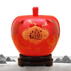 景德镇陶瓷器中国红平安果摆件，苹果造型储物罐喜庆节庆装饰品
