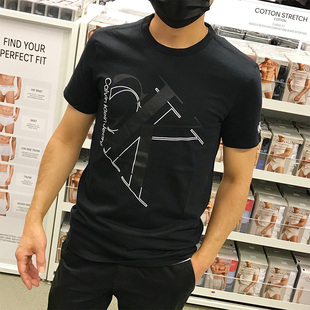 CK Calvin Klein男士夏季都市时尚休闲印花纯棉圆领短袖T恤潮