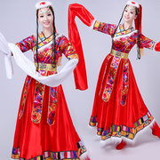 藏族舞蹈服演出服装女成人藏式广场舞套装西藏衣服民族风水袖