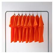 2020夏橘色(夏橘色)桔色橙色纯色230克重磅纯棉圆领，短袖t恤男女bf风宽松潮