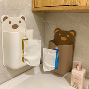 可爱小熊纸巾盒壁挂式家用客厅创意免打孔卡通抽纸盒卫生间厕所