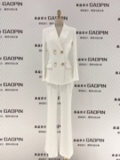 白色西装女套装气质，高端修身英伦风微喇叭裤两件套主持礼服女西服