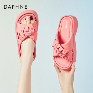 达芙妮拖鞋女夏季外穿2023松糕厚底增高凉拖时尚网红沙滩凉鞋