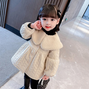 韩国女童皮衣f棉服，外套夹棉2023秋冬女宝宝，小童加棉加厚儿童