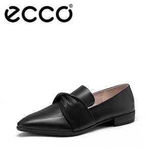 ECCO爱步女鞋乐福鞋女真皮舒适尖头平底单鞋通勤皮鞋女型塑214213