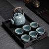 定制青瓷功夫茶具套装，龙泉手工冰裂陶瓷泡茶提梁，茶壶茶杯大号客厅