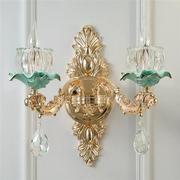 欧式水晶壁灯陶瓷双单头壁灯卧室客厅背景墙壁灯，法式床头过道壁灯
